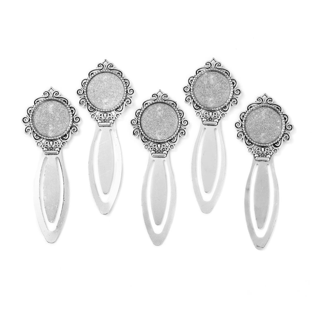 100pcs style Bookmark Cabochon Settings Cadmium Free & Lead Free Silver Tray: 20mm 81x31x4mm