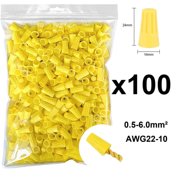 100pcs Insulated Wire Connectors, Twist-In Easy Connectors, Terminals, Electrical Nuts for Quick Connections, for Home and Automotive Use