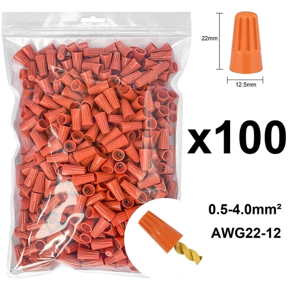 100pcs Insulated Wire Connectors, Twist-In Easy Connectors, Terminals, Electrical Nuts for Quick Connections, for Home and Automotive Use