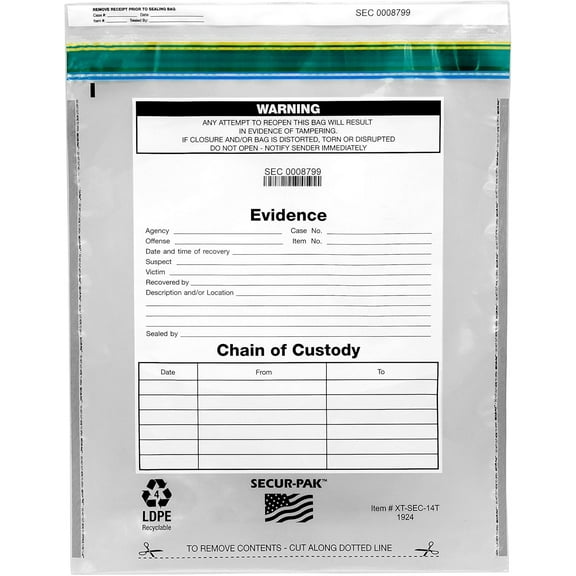 100pk 19" x 24" - Premium, Level 4 Security Tamper Evident Bags - Self Sealing, Transparent 2.5 Mil Coextruded Polyethylene