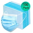 thumbnail image 1 of 100pk Disposable Face Mask for Adults, 3 Layer Protective Ear Loop Mouth Cover, 1 of 5