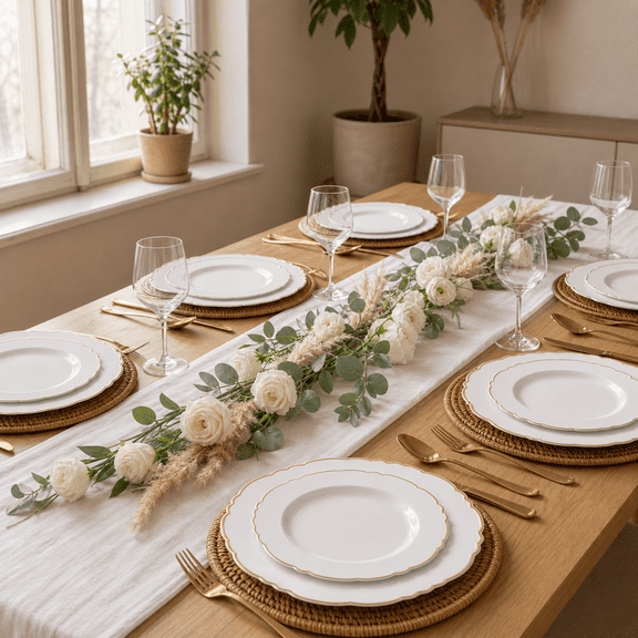 100plastic Plates - High-end Baroque Design Heavy Duty White &wedding Set Ideal For Party/wedding/birthday