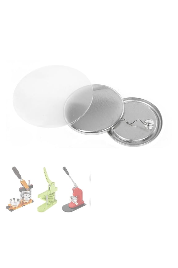100set DIY Blank Pin Button Badge DIY Buttons Material Parts Round Making Component Badge Making Materials Clear Button Pin Badges Kit ,Easy to Use