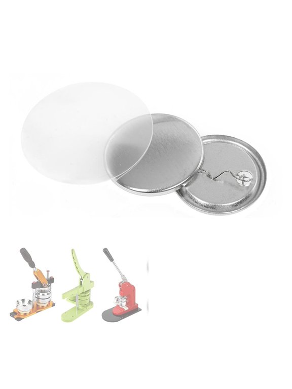 100set DIY Blank Pin Button Badge DIY Buttons Material Parts Round Making Component Badge Making Materials Clear Button Pin Badges Kit ,Easy to Use