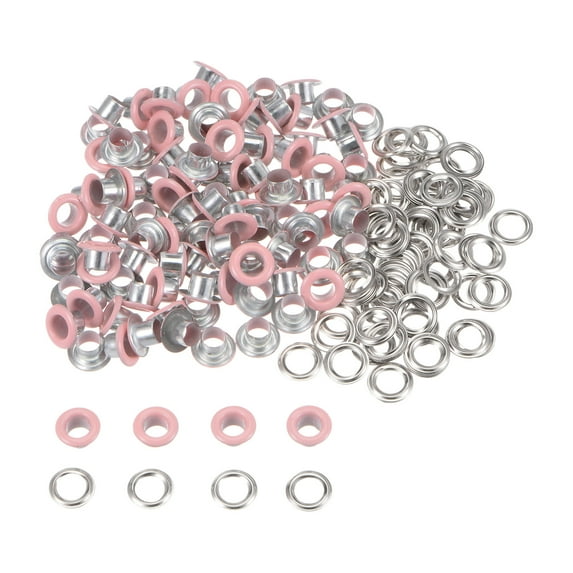 100set Grommets Kit Metal Eyelets 4.5mm Grommet Tool for Shoes Clothes Belt Bag DIY Project, Pink
