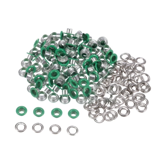 Uxcell 100 Set Grommets Kit Metal Eyelets 0.16" Grommet for Shoes Clothes Belt Bag DIY Project, Green