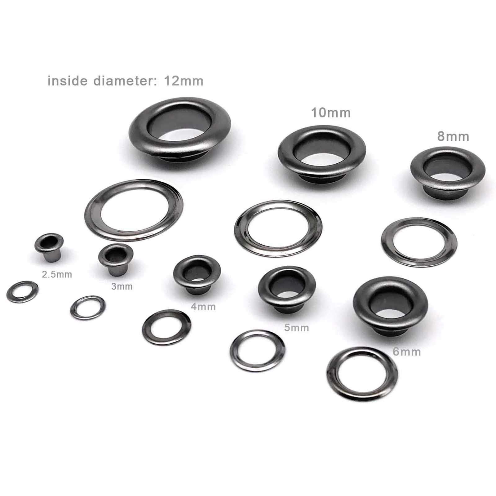 100sets 2.512mm High Quality Gun Black Eyelet With Washer Grommet Ring