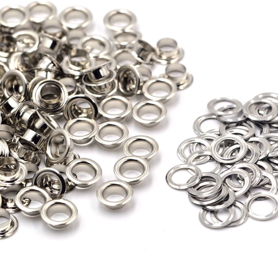 100Sets 6mm and 100 12mm Brass Material Silver Grommet Eyelet With Washer Fit Leather Craft Shoes Belt Cap Accessories