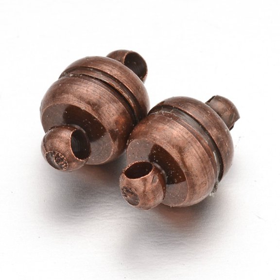 100sets Brass Clasps with Loops Oval Red Copper 11x7mm Hole: 1.5mm