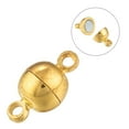 thumbnail image 1 of 100sets Brass Magnetic Clasps with Loops Nickel Free Round Golden 11.5x6mm Hole: 1.2mm, 1 of 6