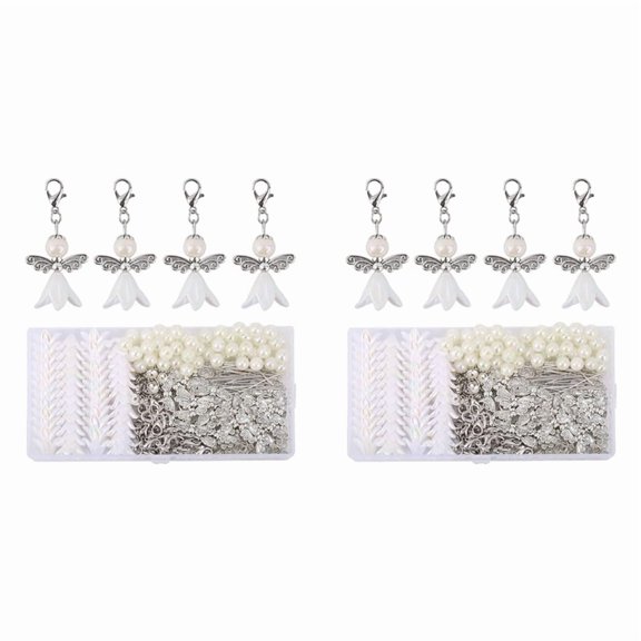 100sets DIY Guardian Angel Pendant Kit, Make Your Own Pearl Angel Pendant, Key Ring, Pendant for DIY Wedding Crafts