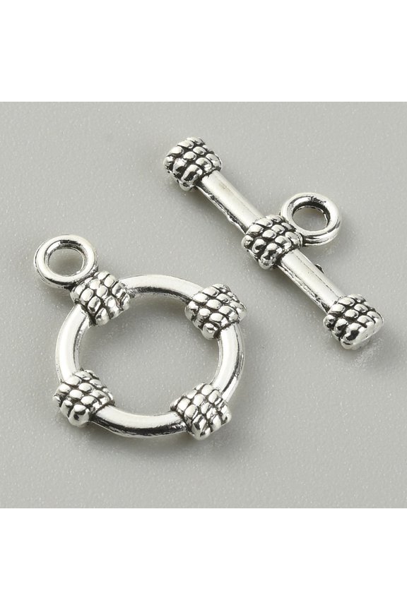 100sets style Alloy Toggle Clasps Ring with Knot Antique Silver Round: 18.5x14x2.5mm Inner Diameter: 7x9mm T-bar: 19x7x2.5mm Hole: 2mm 2pcs/set