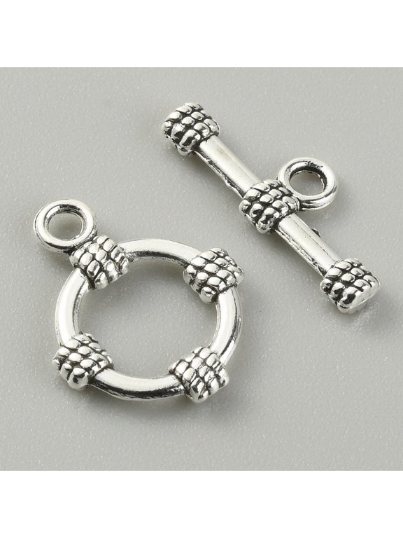 100sets style Alloy Toggle Clasps Ring with Knot Antique Silver Round: 18.5x14x2.5mm Inner Diameter: 7x9mm T-bar: 19x7x2.5mm Hole: 2mm 2pcs/set