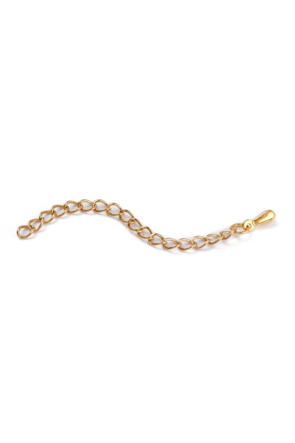 100strands PVD Vacuum Plating 304 Stainless Steel Chain Extender Soldered Chains Golden 55~63x3mm