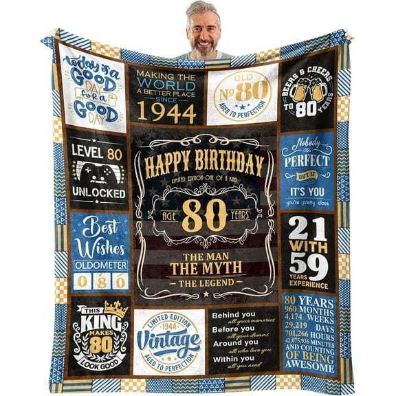100th Birthday Blanket 60 x 50 inch - Gifts for 100 Year Old Man - 100th Birthday Gifts for Men -100th Birthday Gift Ideas for Dad, Grandpa - 100th Birthday Decorations