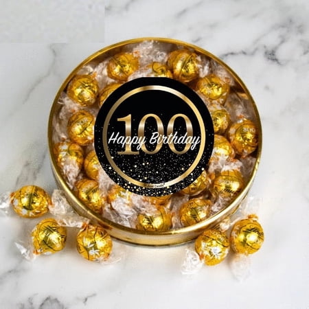 100th Birthday Large Plastic Tin with Lindor Truffles by Lindt