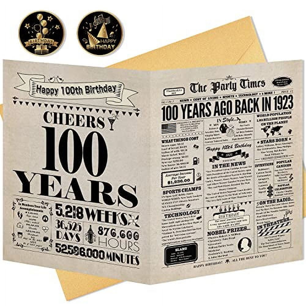 100th Birthday Card, 100th Birthday Decorations For Men Women, 100th 