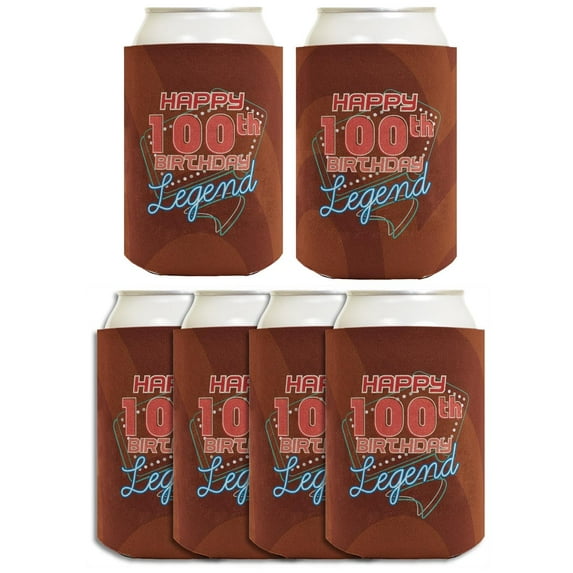 100th Birthday Decorations For Women Happy 100th Birthday Legend 6-Pack Can Drink Sleeves