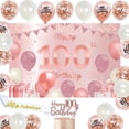 thumbnail image 1 of 100th Birthday Decorations, Rose Gold Happy 100th Birthday Backdrop, 100th Birthday Balloons, Glitter Cake Topper, 100 Fabulous Sash, Birthday Party Supplies for Women, 1 of 6