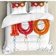 thumbnail image 1 of 100th Birthday Duvet Cover Set, Party for Hundred Years Olds Flying Balloons Art Print, Decorative 3 Piece Bedding Set with 2 Pillow Shams, Queen Size, Red Orange and Hot Pink, by Ambesonne, 1 of 3