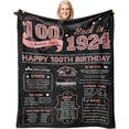 thumbnail image 1 of 100th Birthday Gifts for Women, Gifts for 100 Year Old Woman, Gifts for 100th Birthday, 100th Birthday Decoration, Happy 100th Birthday Gift Ideas, Back in 1924 Bday Throw Blanket 50" X 60", 1 of 5