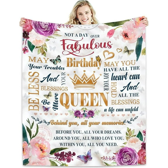 100th Birthday Gifts Women Blanket 50*60, Happy 100th Birthday Gift Ideas, 100th Birthday Decorations, Gifts for Women Turning 100, Gifts for 100-Year-Old, Best Bday Present 1925 Throw Blanket