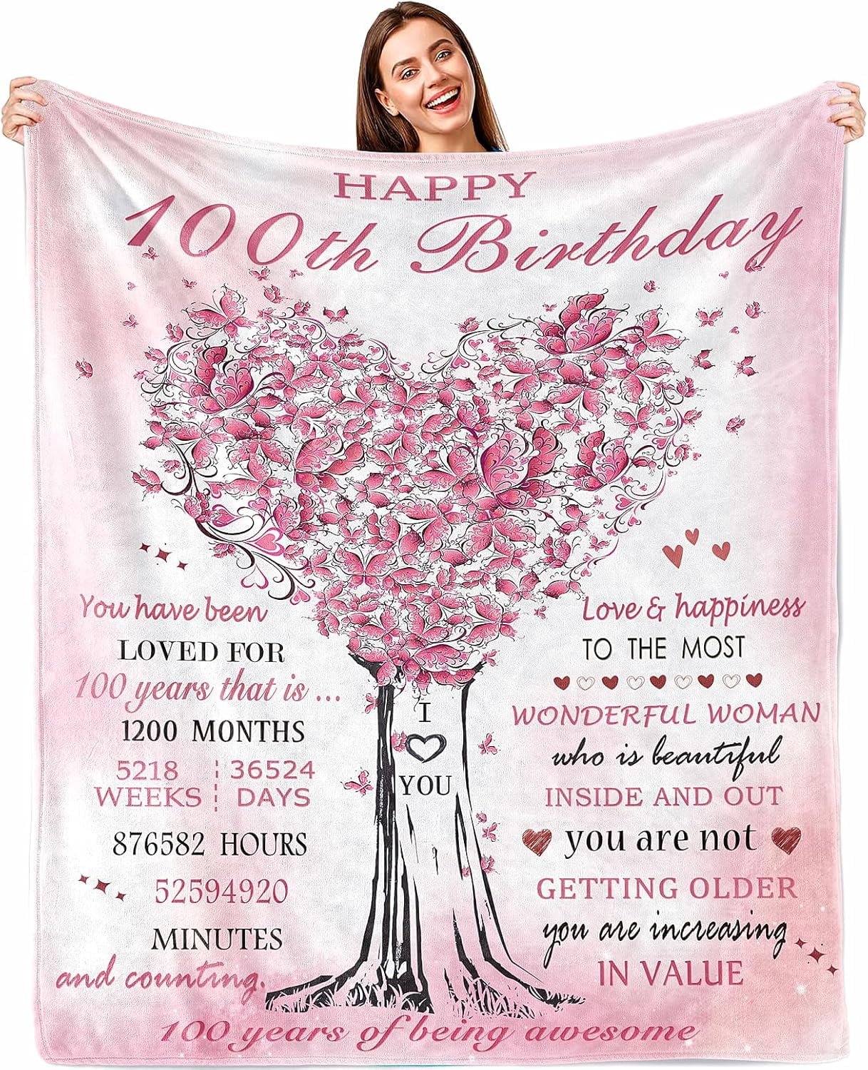 100th Birthday Gifts for Women Blanket 60” x 50”,100th Birthday Gift ...