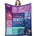 thumbnail image 1 of 100th Birthday Gifts for Women Blankets 60"x50", 100th Birthday Decorations for Women, Gifts for 100 Year Old Women, Happy 1923 Birthday Ideas for Women, Gift Ideas for 100th Birthday, 1 of 6
