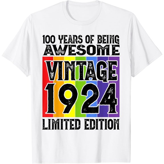100th Birthday Limited Edition Born in 1924 T-ShirtMen and women, White T-shirt, size: Extra large