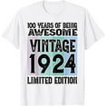 thumbnail image 1 of 100th Birthday Limited Edition Born in 1924 T-ShirtMen and women, White T-shirt, size: Extra large, 1 of 4