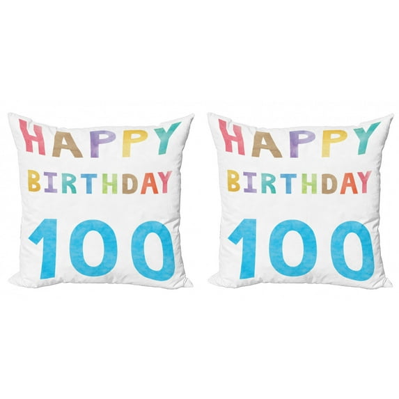 Ambesonne Colorful Throw Pillow Cover 2 Pack, Vintage Birthday, 24", Multicolor