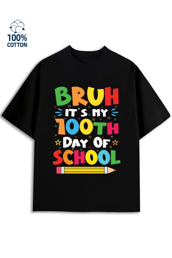 100th Day Bruh mens funny humor black For summer Casual Daily Wear husband y2k Unique Design Unisex Shirt Printed tshirts Original Unisex Shirt Graphic Tee tshirts