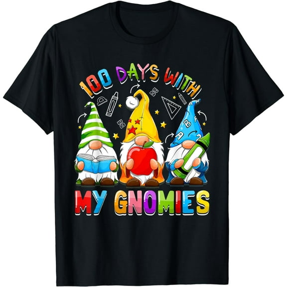 100th Day Of School Gnome Teachers Students 100 Days Smarter T-Shirt