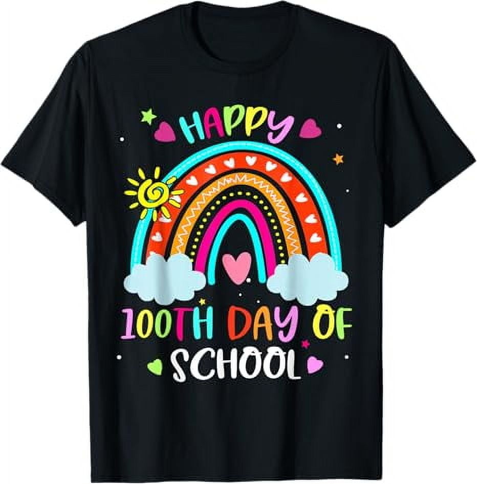 100th Day Of School Rainbow Happy 100 Days Smarter Teacher T-Shirt ...