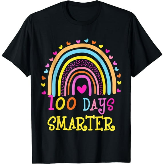 100th Day Of School Teacher 100 Days Smarter Rainbow T-Shirt