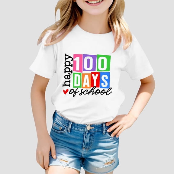 100th Day of School Back To School Season Loose Short Sleeve T Shirt Kids Child Happy 100 Days T-Shirt Tshirts for Kids Boys Size 10-11