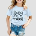 thumbnail image 1 of 100th Day of School Casual Fashion Letter Printed Short Sleeved Round Neck T Shirt School Days Tee Tops Kids T Shirts Size 8-9, 1 of 3