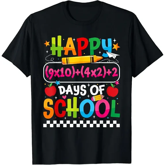 100th Day of School Happy 100 Days Math Equation Teacher Kid T-Shirt