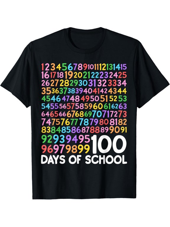 100th Day of School Teacher 100 Days of School Math Numbers Kids Boys Girls T-shirt