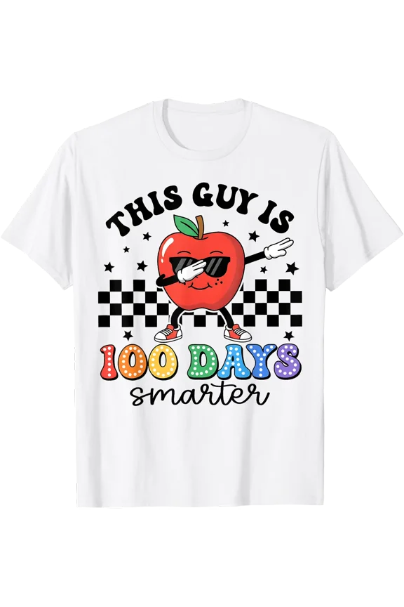 100th Day of School This Guy is 100 Days Smarter Apple Boy T-Shirt