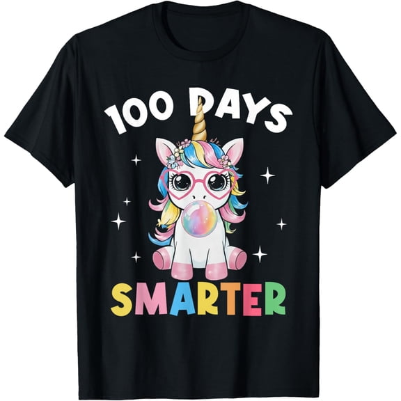100th Day of School Unicorn 100 Days Smarter Kindergarten Adult T-shirt