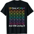 thumbnail image 1 of 100th Day of School and Still Loving It 100 Rainbow Hearts T-ShirtMen's and women's gift, black and white T-shirt, size: Extra large S-4XL, 1 of 4