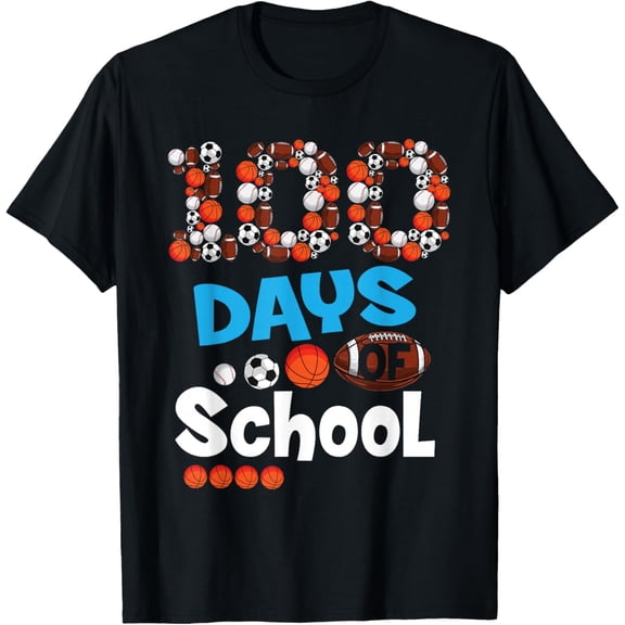 100th Days of School T Shirt Baseball Basketball School Gift T-Shirt tee