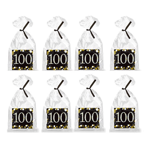 100th MyShinningStar Birthday / Anniversary Celebration Party Favor Bags with Ties - 12pack