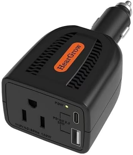 100w Car Power Inverter, 12V DC to 110V AC Vehicles Converter with USB ...