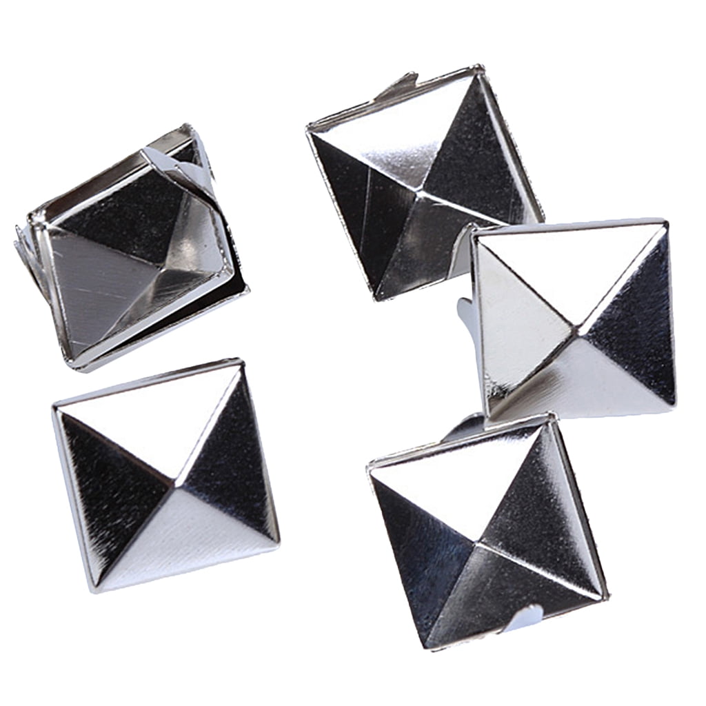 100x 12mm Silver Pyramid STUDS spikes Goth leathercraft