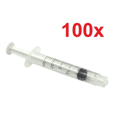 100x 3mL Disposable Syringe Luer Lock Tip Liquid Medical Plastic 3cc Sterile