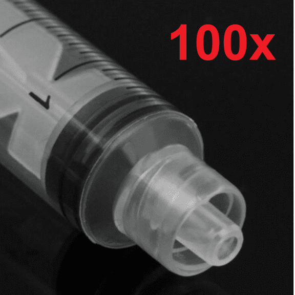 100x 5mL Syringe Luer Lock Screw-in Tip Liquid Plastic 5cc Sterile Feeder Clear