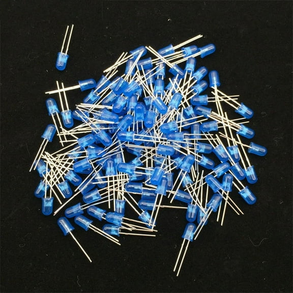 100x 5mm Blue LED Round Top Diffused Light Emitting Diodes 2-pin DC Super Bright