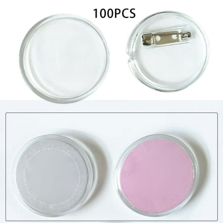 100x Acrylic Badge Pins, with Pins Durable Acrylic Design Button Pin Badge for School Projects Pictures Badges Making Material Clothes Gifts , 37mm